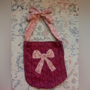 Pink Floral Bow Tote Bag
